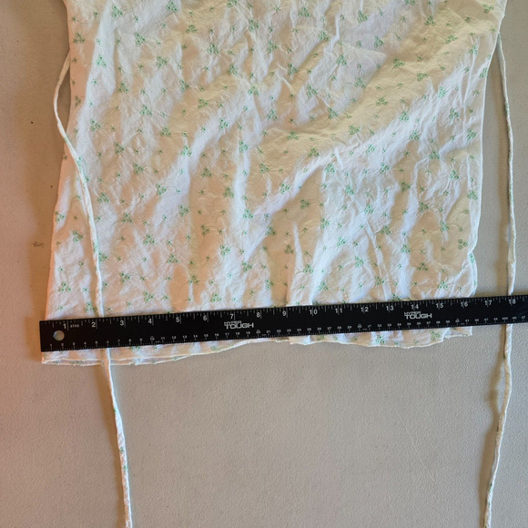 Gemini Blouse Women's XL White Green Floral Embordering Front & Back Ties Wrap - Picture 10 of 16